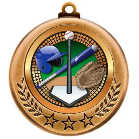 A bronze golf-themed medal with three stars at the bottom.